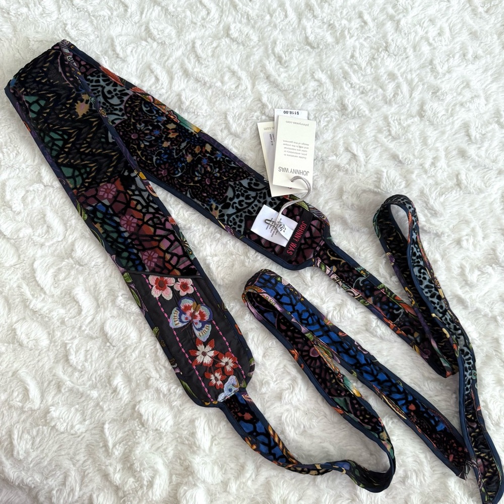 Johnny Was Multicolor Floral Velvet Tie Belt